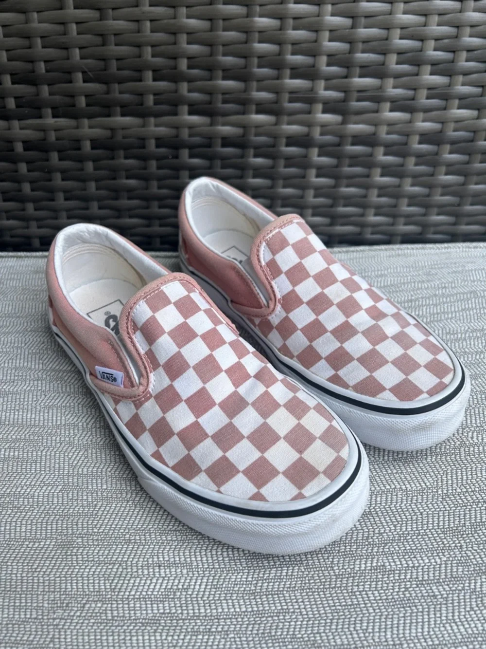 Vans Classic Slip-On mauve pink & white checkerboard unisex sneakers